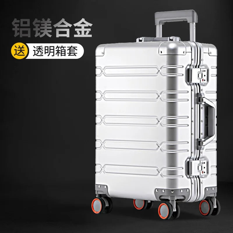 COLENARA All Aluminum Magnesium Alloy Luggage 20 Inch Cabin Rolling Metal Password Box 28 Inch Large Capacity Travel Suitcase