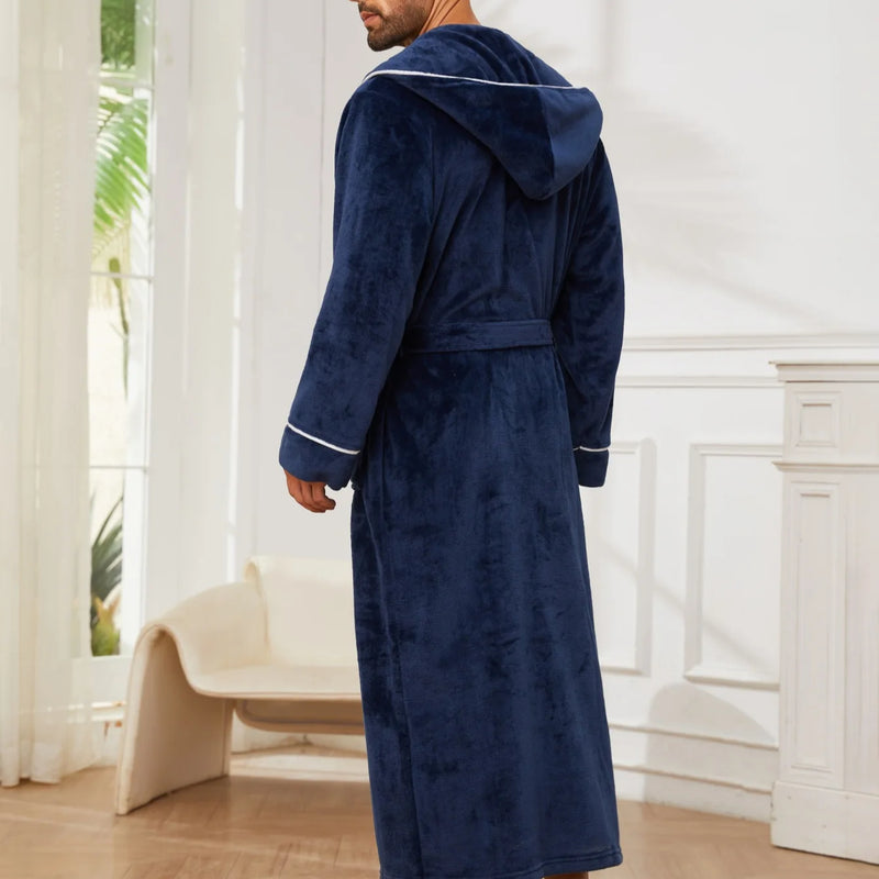 Winter New Arrival Men's Flannel Couple's Robes Men's Flannel Bathrobe Pyjamas Women's Coral Fleece Thickened Mid-Length Robe