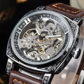 Men Automatic Watch Retro Style Mechanical Watches Skeleton Carve Waterproof Leather No Logo Mens Watch Boyfriend's Gift