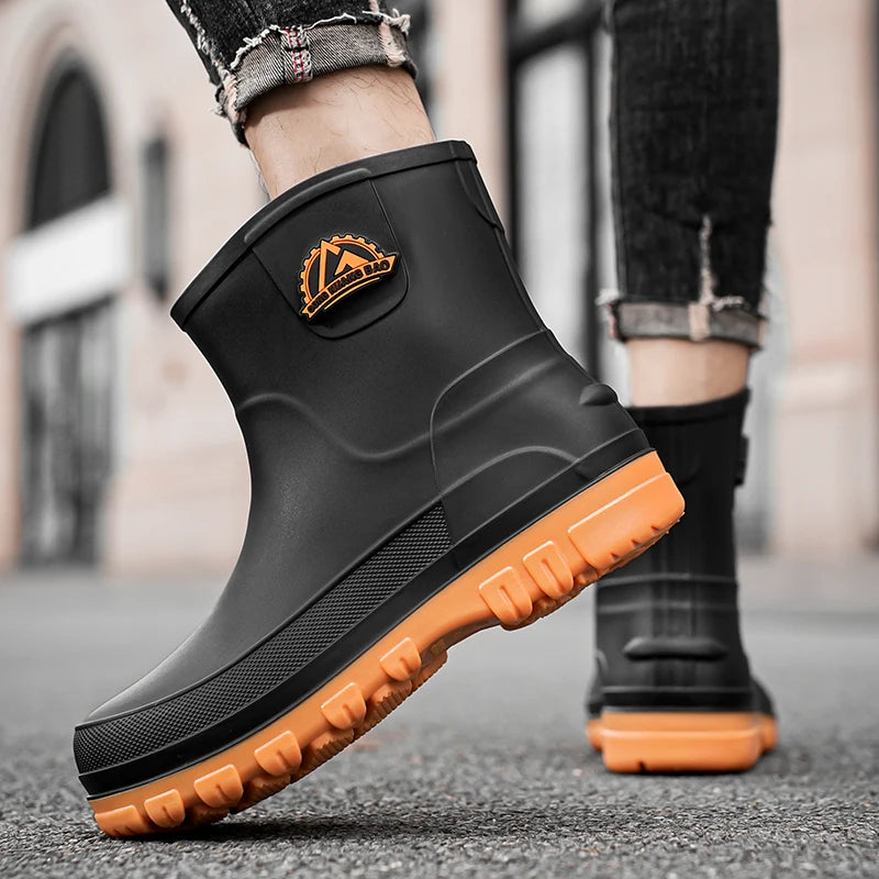 Anti-Slip Rain Boots for Men, New Short-Tube Waterproof Fishing Rain Boots, Water Shoes