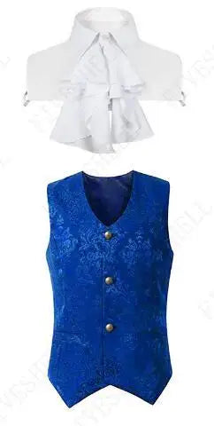 Men Steampunk Renaissance Cosplay Medieval Gothic Waistcoat Vest Vintage Vicotiran Jacquard Swallow Top Noble Fiveshell Costume