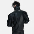 LUZHEN 2026 Stylish Stripe Original Patchwork Design Stand Neck Leather Jacket Men's Trendy High Quality Motorcycles Coat JY6331