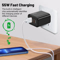 55W PD Fast USB Charge Charger 2 Ports EU US Plug Wall Charger Adapter For iPhone Xiaomi Huawei Samsung USB C Phone Charger