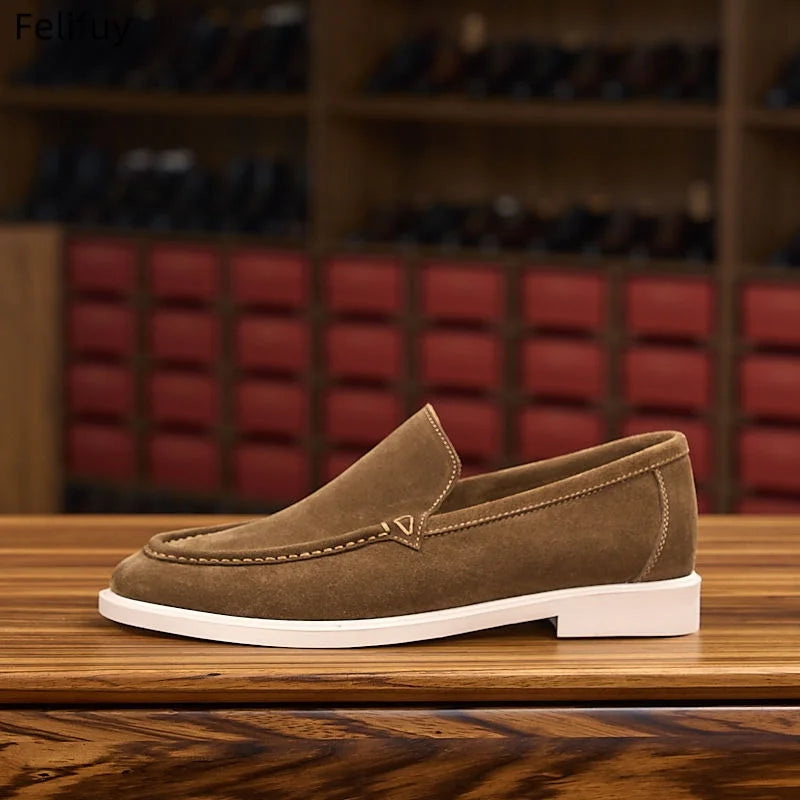 Men's Cow Suede Loafers Slip On Casual Shoes Comfortable Flat Driving Moccasins Fashion Lazy Loafers For Men Daily Wear Shoes