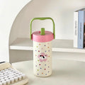 Cute Cat Thermos Mug 600ml Coffee Tea Tumbler Stainless Steel 316 Portable Thermal Water Bottle With Straw Tea Infuser Handle