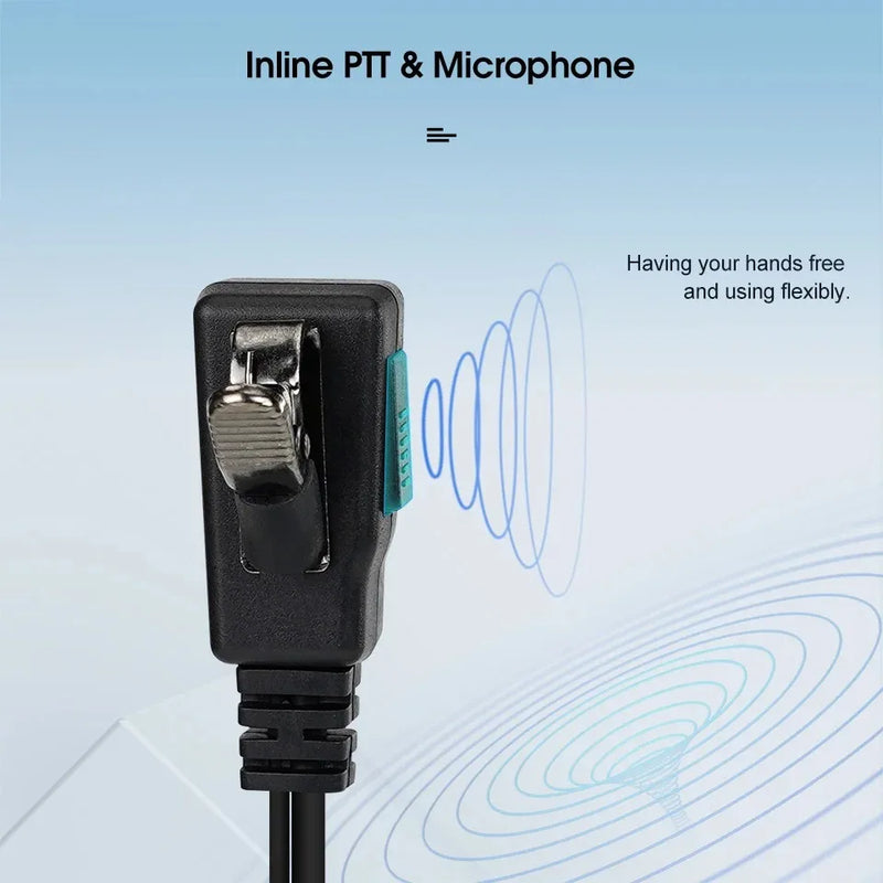 RETEVIS EEK022 In-Ear Bud Earpiece-Coiled Cable PTT Mic for Quansheng UVK5 Baofeng UV5R Walkie Talkie Accessory for Motorola