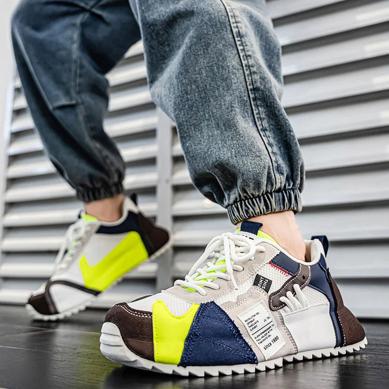 Men's Fashionable Casual Running Shoes Spring New Thick-Soled Height-Increasing Personality Street Outdoor Tennis Training Shoes