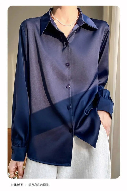 Fashion Loose Solid Color Turn - down Collar Simplicity - View 9 | SAMAG