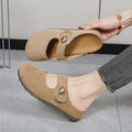 Free Shipping Women's Suede Mary Jane Mules,Casual Backless Flat Clogs,Comfortable Slip-on Slippers,Retro Minimalist Daily Shoes