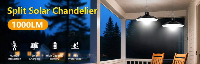 Double Headed Solar Pendant Light Garden Accessories LED Solar Lights Outdoor Waterproof Chandelier Street Wall Shed Barn Gift
