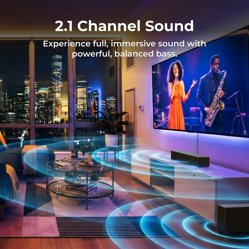 ULTIMEA Poseidon R3T 240W 2.1ch Soundbar with Wireless Subwoofer, BassMX & VoiceMX, App Control, Soundbar for Smart TV, HDMI