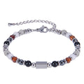 2026 Classic 6mm Tiger Eye Stone Hematite Beaded Bracelet Adjustable Stainless Steel Chain Bracelet for Men Women Jewelry Gifts