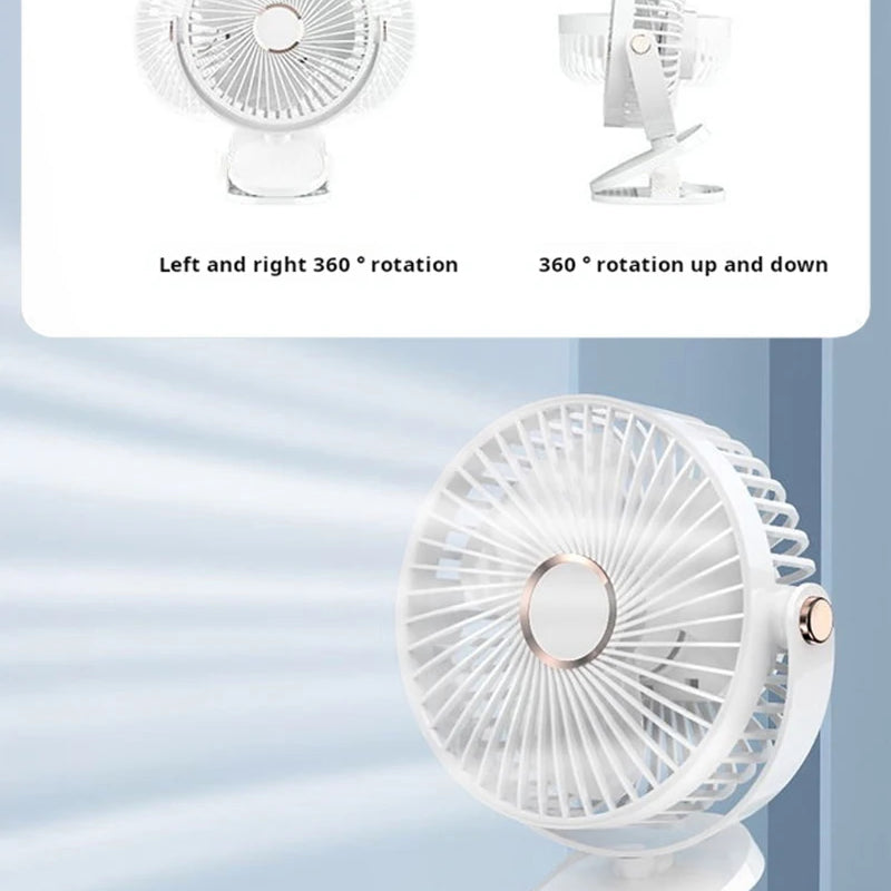 New 3 in 1 Portable Mini Clip Fan Rechargeable Air Circulator Wireless Electric Fan With Led Light Clip-on Home handheld Fan