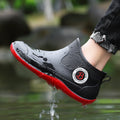 Men's Winter Fleece Lined Short Rain Boots Waterproof Non Slip Work Safety Rubber Boots Warm Cotton Shoes Kitchen Work Shoes