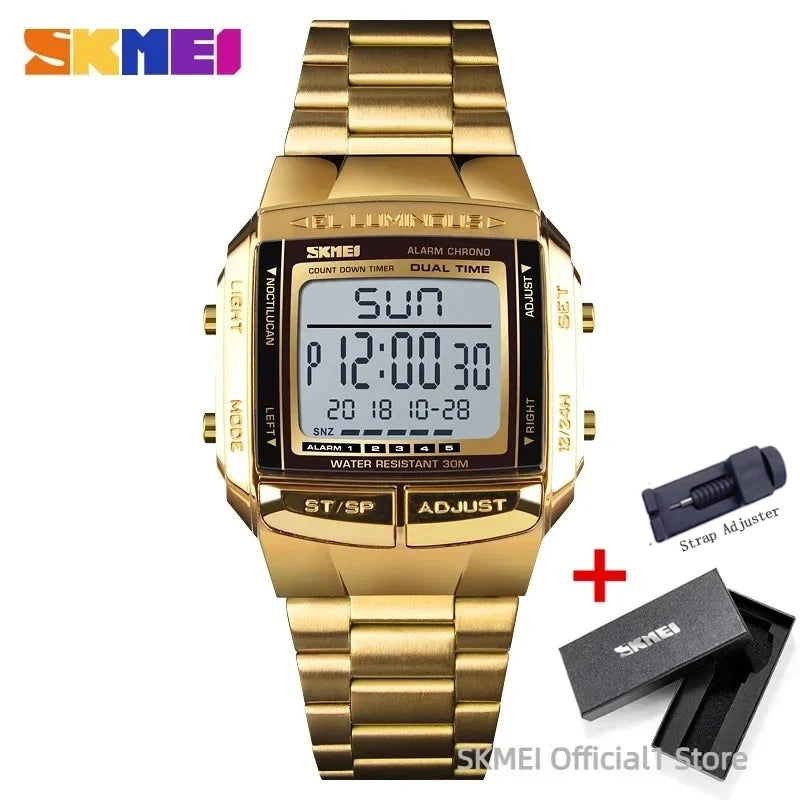 1381 Luxury Electronic Mens Wristwatches Waterproof LED Display Digital Watch for Military Sports 1328 - Visuel 9 | SAMAG
