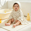 Baby gauze cape bath towel, soft and absorbent. Baby hooded cape, cartoon style bathrobe, children's bath towel.