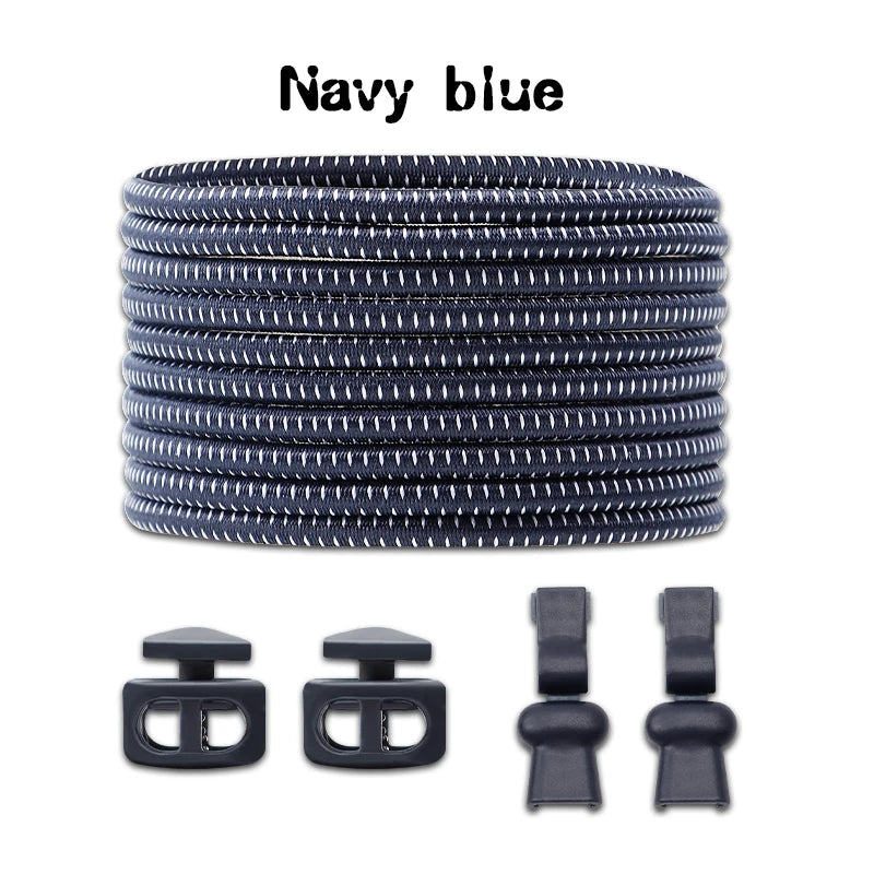 1 Pair Elastic Shoelaces Kit with Push Button Lock Stretch No Tie Shoe Laces for Running Sneakers Sports Shoes Adults Kids
