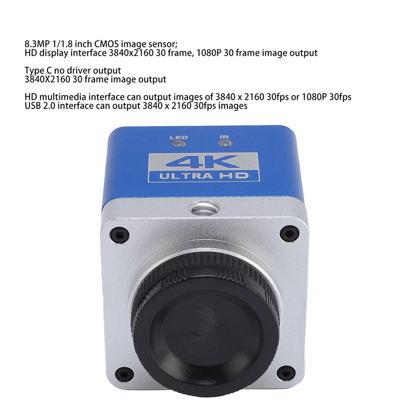 Industrial Camera Microscope Digital Camera 8.3MP 4K HD 1/1.8 Sensor Compact 3840X2160 Resolution Easy To Use for Observations
