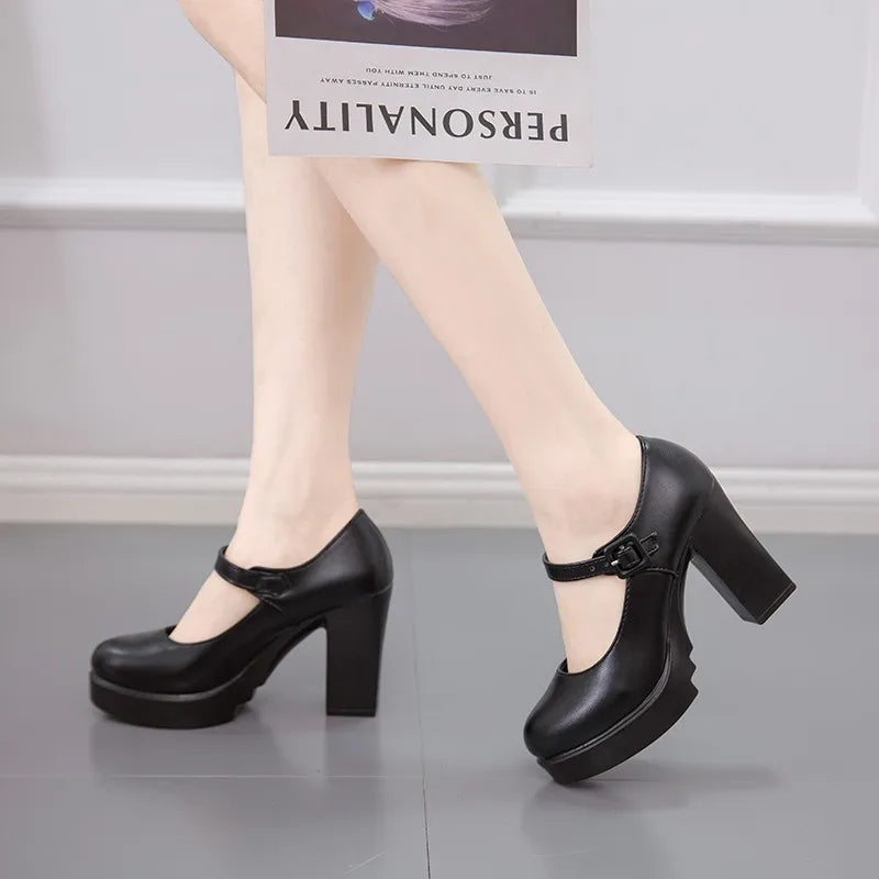 Women Mary Jane Shoes Trendy Comfortable Women's Shoes 2024 New Thick Heel Platform Women's High Heels