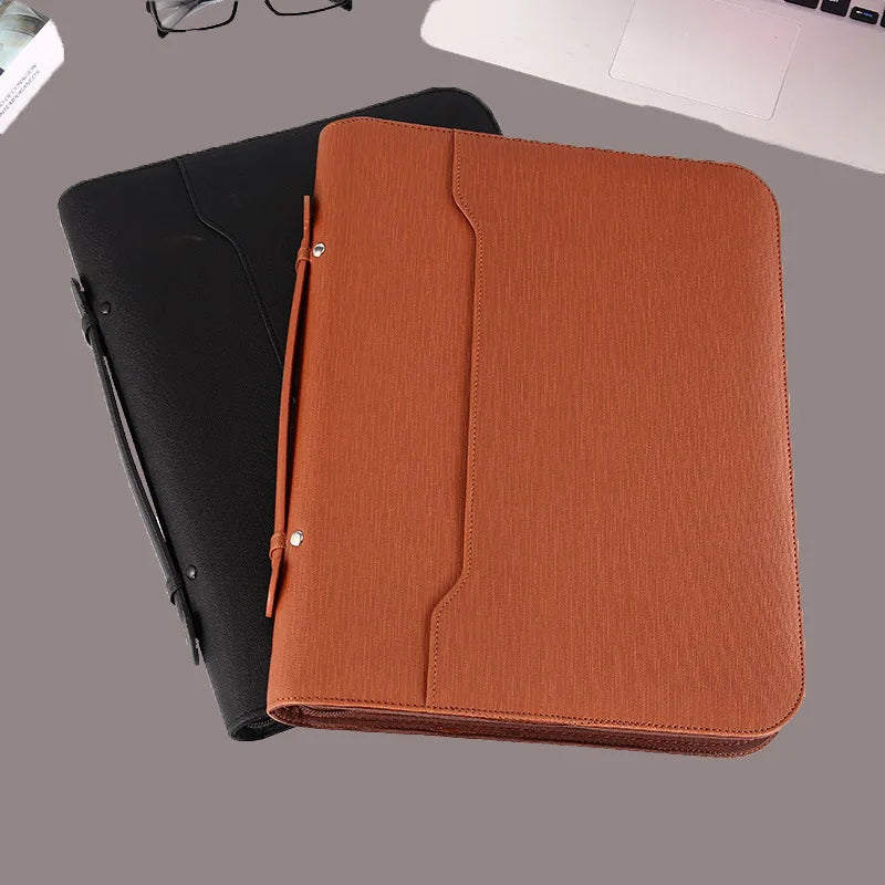 3pcs set Leather A4 Multifunction Ring Binder Manager Folder Business Office Portfolio Document Case Contract Organizer