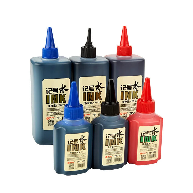 100ml Permanent Markers Ink Refill,Quick-Drying Waterproof Black Red Blue Colors Oil-Based Filler Liquid for Pens