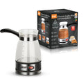 Electric Coffee Maker Glass Turkish Coffee Pot Italian Mocha Tea Milk Heating Machine Portable for Household Office 5-6 Cups
