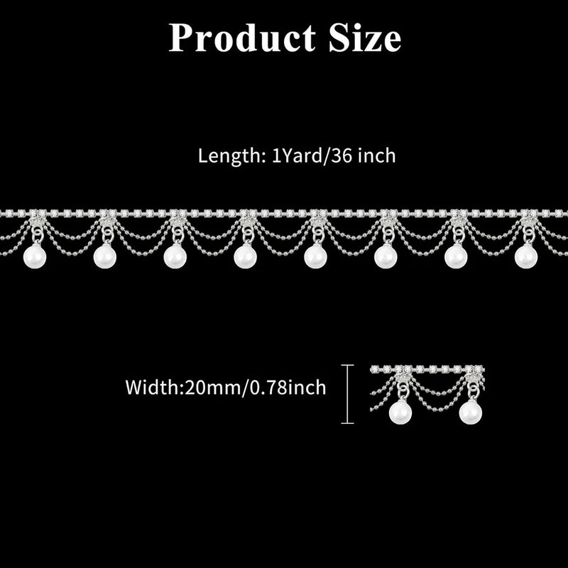 1 Yard Pearl Tassel Rhinestone Fringe Trim Chain Diamond - View 4 | SAMAG