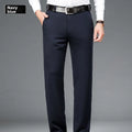 Winter Fleece Warm Business Formal Pants Men Classic Work Office Grey Elastic Waist Suit Thicked Thermal Trousers Plus