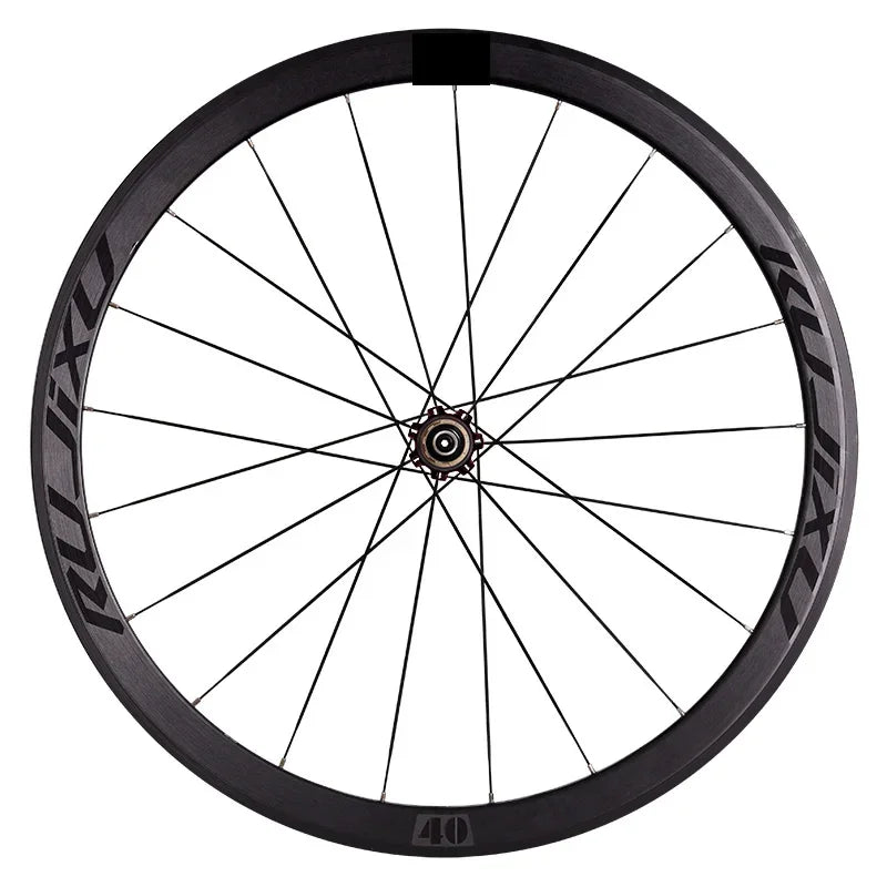 RUJIXU 700C 40mm Carbon fiber tube hub straight flat spoke road bike v brake wheelset rim brake wheel