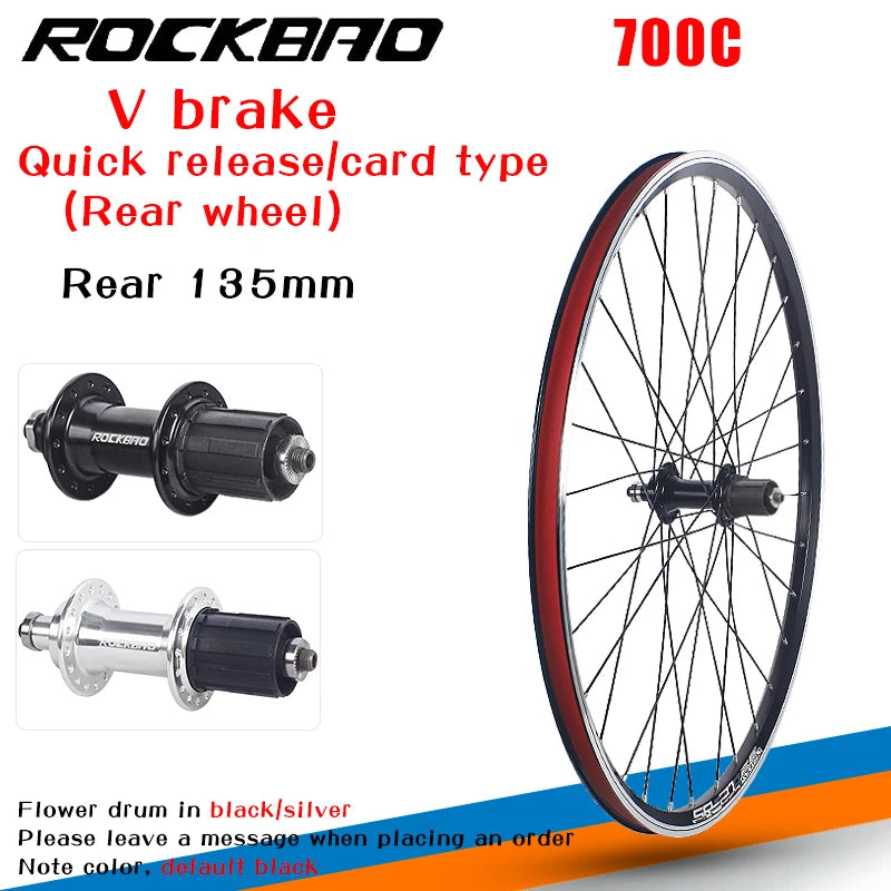 700C Road Bike Wheelset Parts V Brake 32H  100X135mm Double Layer Aluminum Alloy 2Bearing Hub Bicycle Wheel ROCKBAO