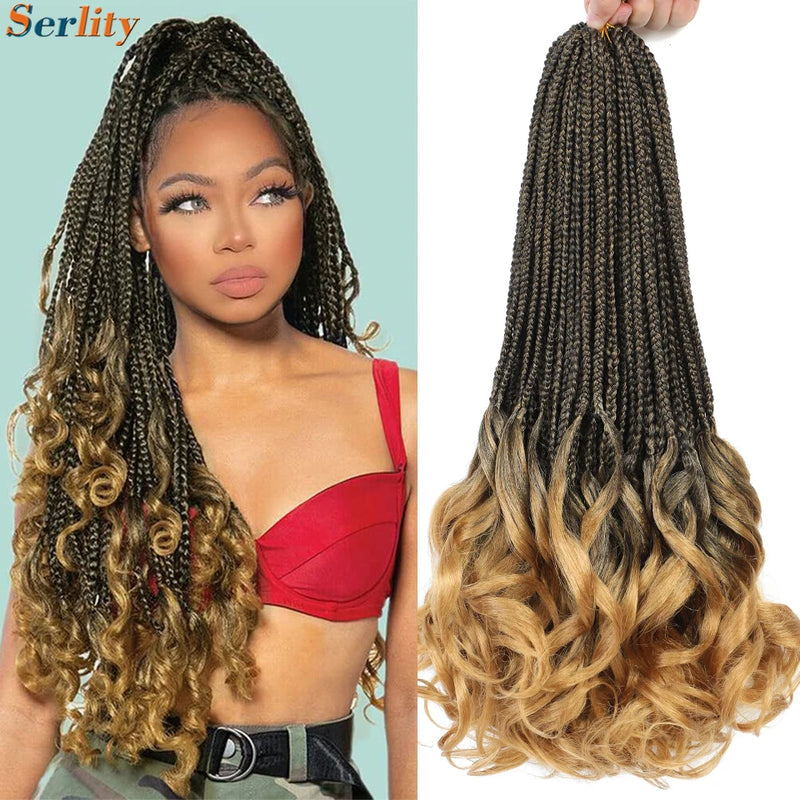14 18 24 Inch French Curl Crochet Braids 1B 30 27 33 350 613 Bug 12 Colors Ombre Pre Braided Box Braids Crochet French Curl Hair