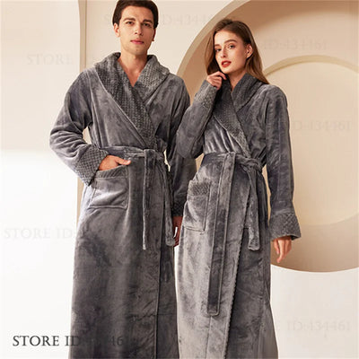 Large Size Flannel Men's Long Robe Kimono Gown Winter | SAMAG