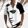 Simple Men's Shirt 3d Face Print Short Sleeve Beach | SAMAG