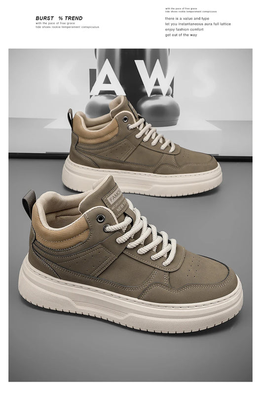 Men's shoes four seasons breathable soft-sole non-slip casual shoes fashion youth Joker flat shoes Thick sole sports board shoes