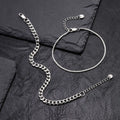 2pcs Cuban Chain Bracelet for Men Boys,Waterproof Stainless Steel Silver Color Chain Wristband,Stylish Fahter's Day Gift