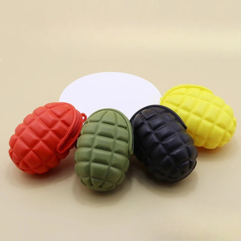 Creative Novelty Grenade Silicone Keychain Pendant Pouch Men's Small Gift Ideal for Coins Keys Earphones Unique Fun Pouch
