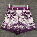 Designer retro geometric print sexy tube top suspender two-piece 2026 summer women's dress+straight short fashion suit