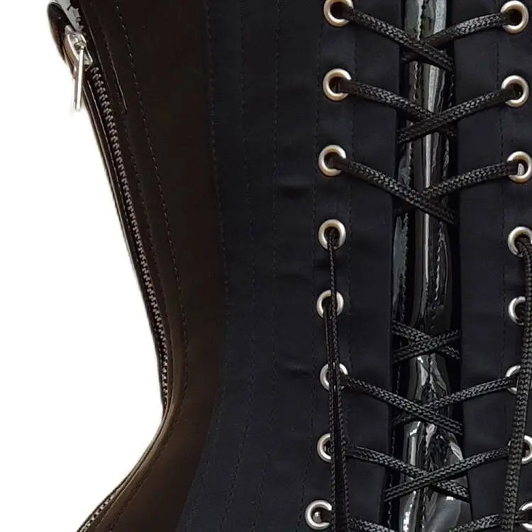 Annzley's new patent leather metal ring decoration with steel bone waist zipper corset for outer wear punk half chest waist seal