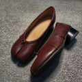 Spring Summer Microfiber Leather Split Toe Women Pumps Fashion Pleated Designer Low Heeled Tabi Soft Soles Loafers Casual Shoes