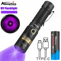 20W 395/365nm UV Flashlight USB Rechargeable Blacklight Curing Cat Tinea Pet Urine Stain Marker Leakage Ore Money Scorpion Light