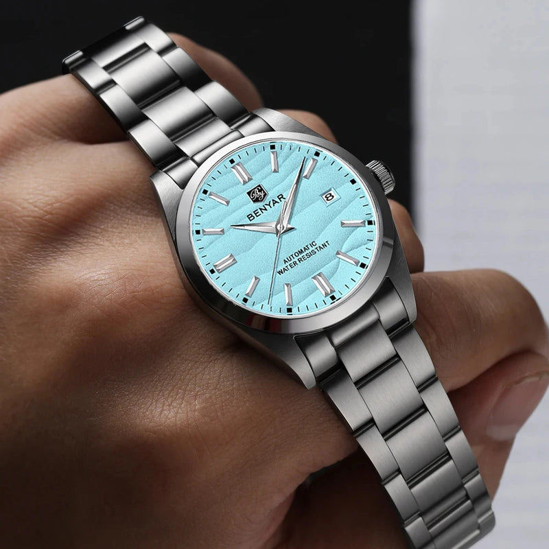 Benyar luxury brand sand particle size 40mm mechanical watch 316L stainless steel 5Bar waterproof men's automatic watch