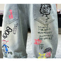 Kids Boys Graffiti Drawing Denim Shorts Elegant Children Casual Ripped Short Jeans Capris Pants 5 6 7 8 9 10 11 12 13 14 Year