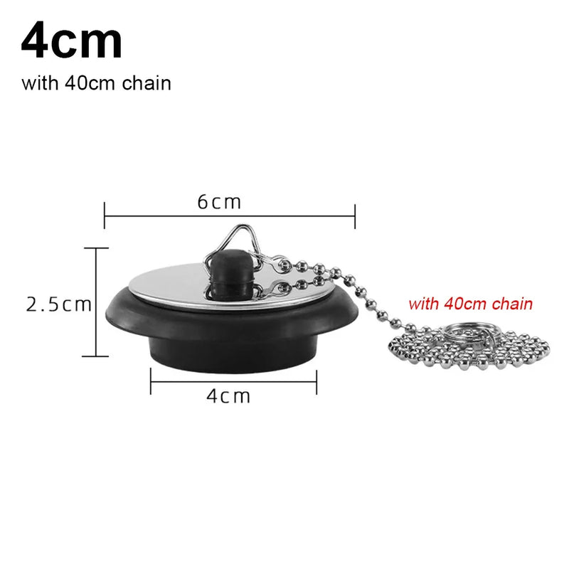 1Pcs Durable Rubber Tub Stopper With Chain Universal Bath Tub Drain 4/4.3/5cm With Hanging Ring Bathtub Plug Bathtub Accessories