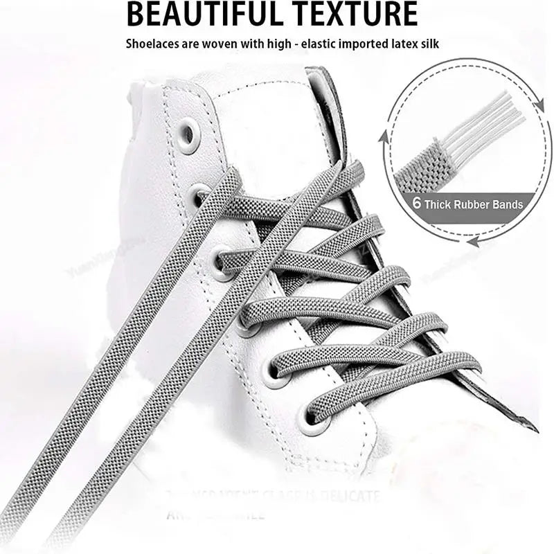 Flat Shoe Laces Without Ties Colored Matte Metal Lock Lazy Shoelaces for Men and Women Casual Shoes Elastic Shoelace 1 Pair