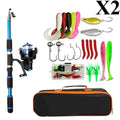 BRAVMACK Telescopic Fishing Pole Full Kit With Spinning Reel Baits Hooks Portable Travel Outdoor Angling Tackle Complete Set