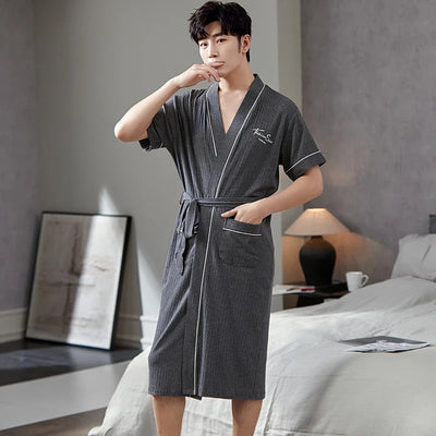 Fashion Bathrobe New Style Thin Cotton Knited Men Robes V | SAMAG