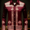 New men's long sleeved shirt with gold lotus 3D printed | SAMAG