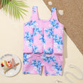 Children's Buoyancy Swimsuit Cartoon Print Swimwear Kid One-Piece Floating Rash Guards Bathing Clothes Boys Girls Swimming Suits