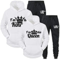 Lover Tracksuit Hoodies Printing QUEEN KING Couple Sweatshirt Plus Size Hooded Clothes Women Two Piece Set - View 5 | SAMAG