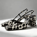Women's Summer New Product Leopard Pattern Square Head Shallow Mouth Thick Heel Square Head Retro Versatile High Heels